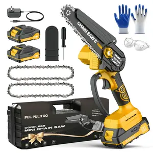 PULITUO Mini Chainsaw Cordless 6 Inch Battery Powered 880W Motor 4020 RPM for Wood Cutting Tree Trimming Yard Work Garden Tools Gift for Men Dad Husband