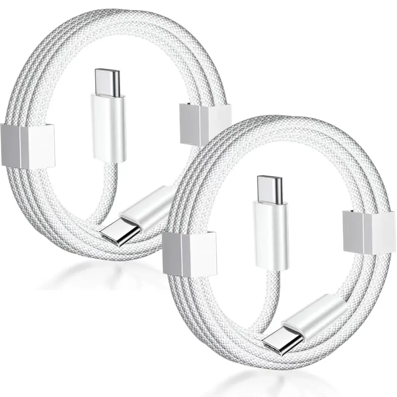 USB C to USB C Cable 2 Pack, 6FT & 10FT, 60W Fast Charging Nylon Braided Type C Charger Cord Compatible with iPhone 16/16 Pro/16 Plus/16 Pro Max, iPhone 15 Series, Samsung Galaxy S25/S24/S23/S22, Note 20, iPad Pro, MacBook Air, Mobile, Type C Port