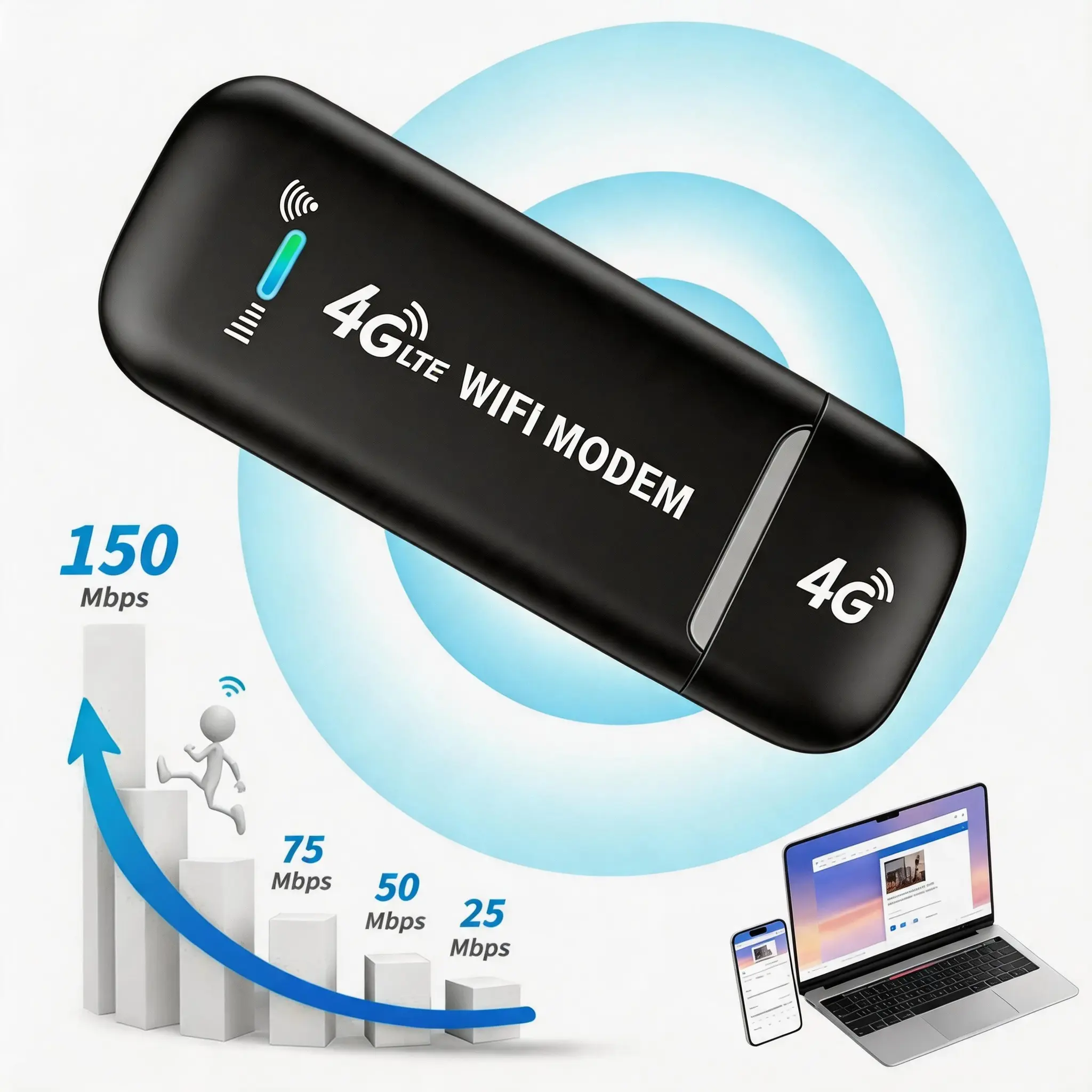 4G LTE Mobile Hotspot Wireless WiFi Hotspot 150Mbps High-Speed Smart Chip Stable Signal Secure Network Ultra Mini Easy Carry Portable WiFi Pocket WiFi Router European Version Overseas Trip Office Working Outdoor Commute Travel Router