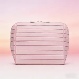 Large Capacity Travel Makeup Bag - Foldable Cosmetic Brush Storage Pouch with Thickened Zipper Compartment & Waterproof Design for Women On-the-Go