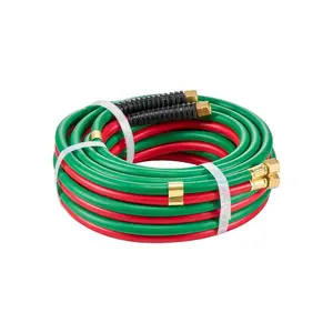 VEVOR Oxygen Acetylene Hose, 1/4-Inchx 25FT Oxy Acetylene Hose with 9/16-18 B Fitting, 300PSI T Grade Welding Cutting Torch Twin Hose, Compatible with Oxygen, Acetylene, Propane and Other Fuel Gases