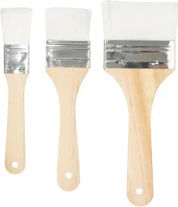 Set of 3 Chip Paint Brushes with Synthetic Bristles for Priming Painting, Varnishing, Wood, Walls, Painting