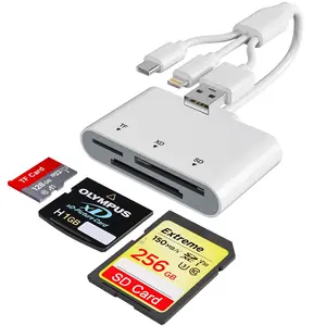 3-in-1 SD Card Reader for iPhone with Lightning/USB-C/USB-A - XD,SD,MicroSD Memory Card Adapter up to 2TB, Compatible with iPhone 16/15/14, iPad, Android, MacBook,PC,Camera & Drone