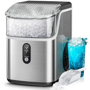 Nugget Ice Maker Countertop with Soft Chewable Pellet Ice, Pebble Portable Ice Machine with Ice Scoop,34lb in 24Hrs, Self-Cleaning,One-Click Operation, Suitable for Kitchen, Office, Home