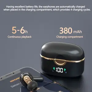T22 Wireless Earbuds, Dual Coil & Quad Horn HD Voice, Long-Range Wireless, With 400mAh Charging Case, 5-6h Playtime