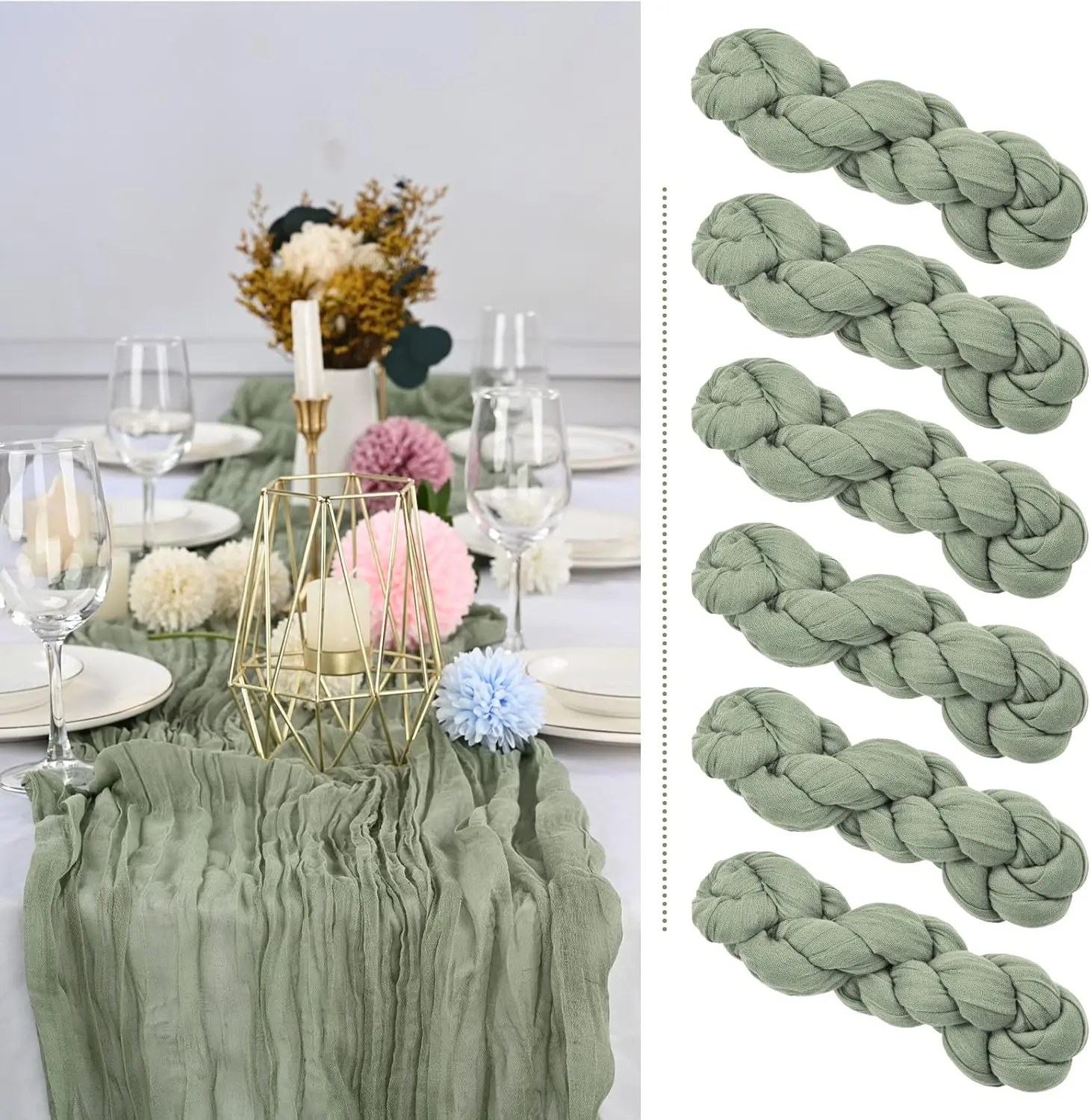 6 Pack Cheesecloth Table Runner 10FT Boho Gauze for Wedding Reception Graduation Party Baby Shower Bridal Shower Table Decor Wedding Table Setup Boho Wedding Decor Event Styling graduation decorations 2026 #SummerVibes Tablecloth Dining Setting