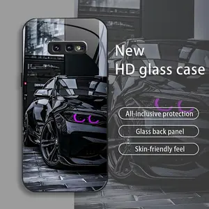Black Racing drop-resistant glass phone case suitable for [Galaxy S10e] protective film full cover protective glass back panel skin-friendly feel 995