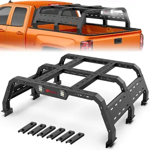 Nilight Truck Bed Cargo Rack Compatible with 2002-2024 Dodge Ram 1500 2014-2024 Chevy Silverado 1500 2009-2024 Ford F150 2007-2013 Toyota Tundra Overland Extender with 2Pcs LED Light Pods, Truck Accessories