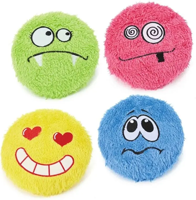 PetEdge A03922 Diggers Emoji Squeaker Sound Plush Dog Toy, Sound Plush Toys