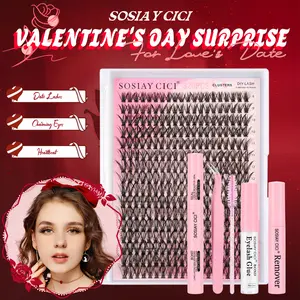 Self Adhesive Lash Clusters, Volumized Fake Eyelashes, Fluffy Natural Look DIY Lashes, Eye Makeup & Beauty Tools for Women & Girls, Lengthening Eyelashes, Individual Cluster Extensions, All-In-One Lash Kit Flawless Set