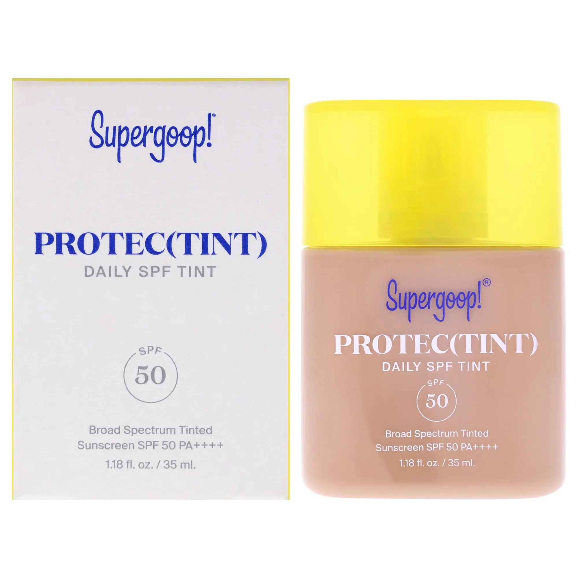 Supergoop Protect Tint Facial Sunscreen SPF 50 PA+ - 30W Medium Golden, 1.18 oz Compact Daily Makeup for Women with Natural Glow