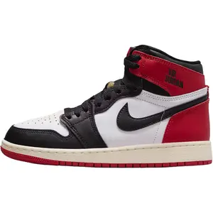 Nike Air Jordan 1 Retro High OG GS 'Black Toe Reimagined' Youth / Women's Vintage Sneaker with Premium Leather & Timeless AJ1 Details for All Seasons
