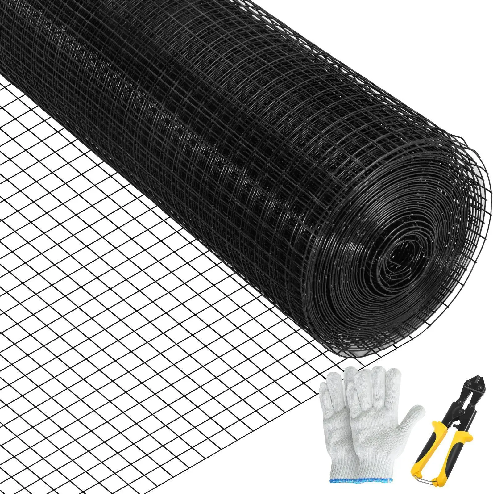 【SummerFinds】VEVOR Galvanized Steel Vinyl Coated 16-Gauge Chicken Wire Fencing, 24in x 100ft 1in x 1in Mesh Hardware Cloth, Includes Cutting Plier & Fabric Gloves, for Garden Fencing & Pet Enclosures
