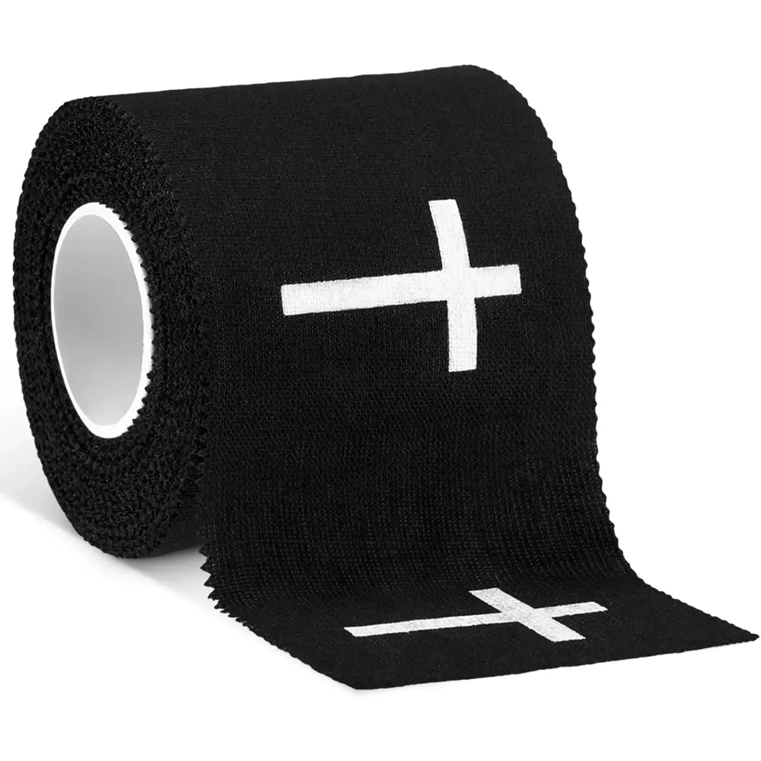 Black Athletic Tape with Cross Pattern, Cotton Sports Wrap for Youth Training, Stabilizing Wrist and Ankle Support - 2in x 23ft