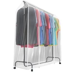 Clear Garment Rack Cover (6 Ft) for Protection from Dust and Stains - Transparent Plastic with Full-Length Front Zippers Water Proof