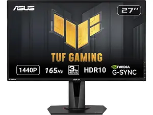 ASUS TUF 27 inch QHD 2K 1440P 165Hz IPS Adaptive Sync & G-SYNC Compatible 1ms HDR10 Built-in Speakers Gaming Computer Monitor with Height Adjustable, Pivot, Swivel, &Tilt Stand VG27AQ