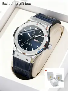 Poedagar men's watches, casual and fashionable Business Fashion Watches quartz movements, men's belt watches, date display, preferred gift giving, trendy design for daily wear, Fashionable Wristwatch, Analog Quartz Watch