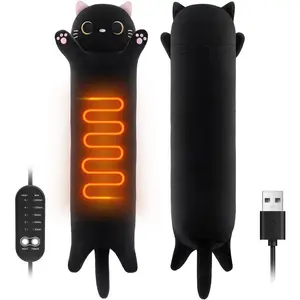 Cat Heating Pad for Period Cramps Menstrual Pain Relief, Portable Electric Heat Pads USB Powered, Cute Stuff Stuffed Animals Funny Gifts for Women Teen Girls Kids Cat Lovers Birthday Easter ChristmasGift