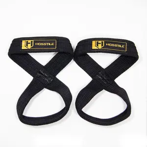 HOSSTILE Figure 8 Lifting Straps - Non-Slip Heavy-Duty Cotton Webbing for Maximum Grip, Supports Deadlifts, Shrugs & Rows, 15 Inches Total Length