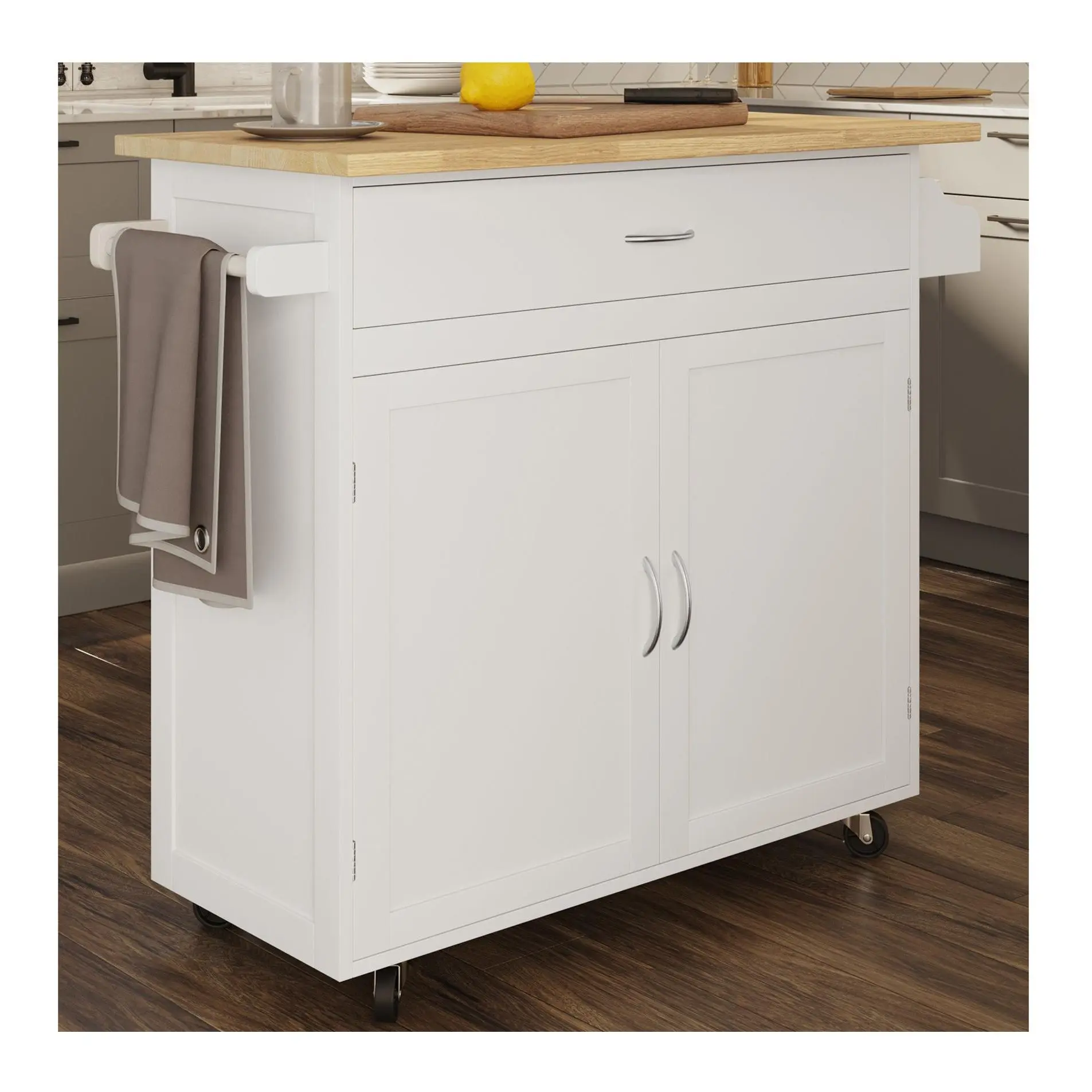 Lavish Home Kitchen Island with Spice Rack & Storage Cabinet Lavish Home Kitchen Island with Spice Rack & Storage Cabinet