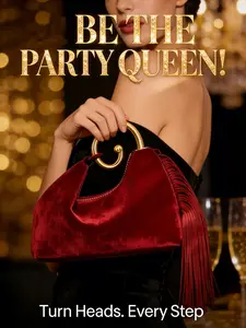 Leather Fringe Clutch Bag, Ring Handle Shoulder Bag, Vintage Evening Casual Daily Commuter Handbag, Elegant Stylish Purse