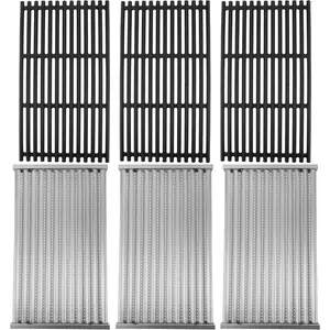 Cast Iron Grill Grates and Stainless Steel Emitter Plates for Charbroil Commercial  4 Burner 463242715, 463242716, 463276016, 466242715, 466242815, 463257520 Gas Grills