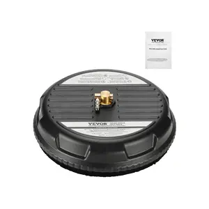 VEVOR 15" Pressure Washer Surface Cleaner, Plastic Pressure Washer Attachments with 4 Wheels, 4000 Max PSI, 1/4 Quick Connector, 2 Spray Nozzles, Ideal for Driveways, Sidewalks, Patios, Decks, Black