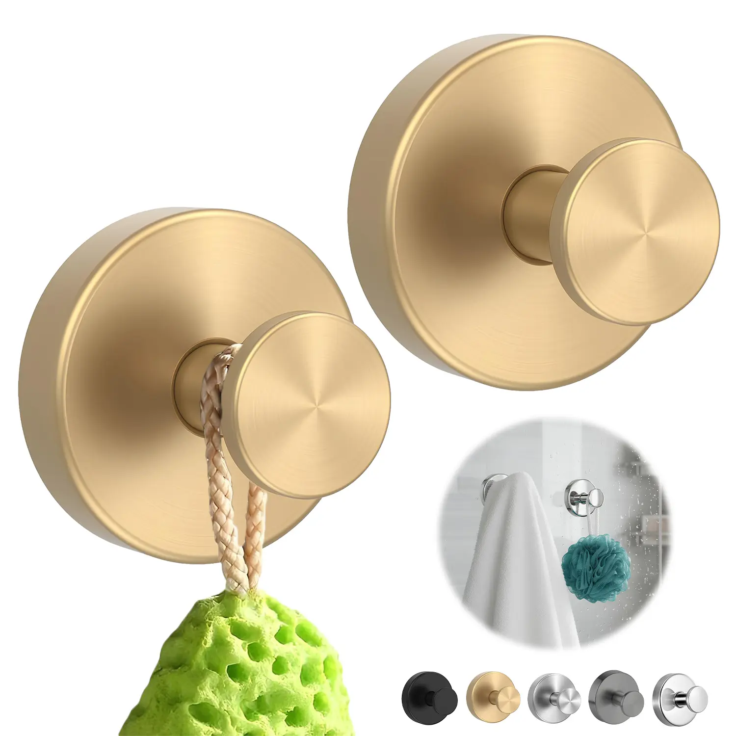 2PCS Heavy Duty Suction Cup Hooks, Vacuum Wall Hooks, No Drilling Removable Hooks for Bathroom, Glass Door, Tile, Towels, Robes & Home Organization