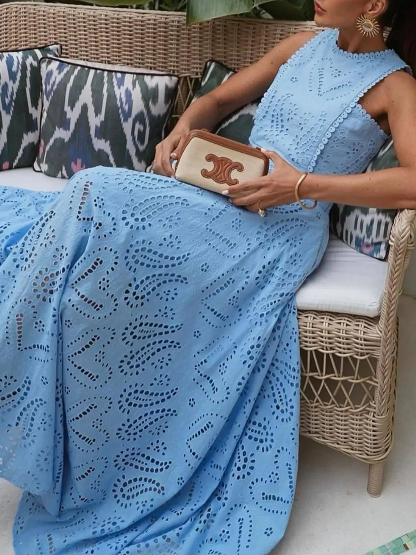 Eyelet Lace Top and Maxi Skirt Set Eyelet Lace Top and Maxi Skirt Set