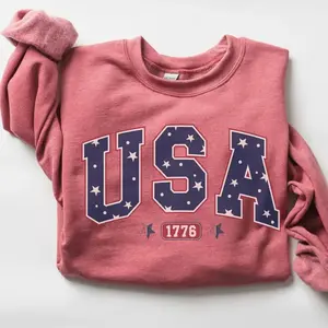 Retro USA Sweatshirt, Womens USA Crewneck Sweatshirt, USA Shirt, America Sweatshirt, 4th of July Sweatshirt, Patriotic Sweatshirt