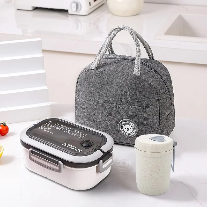 Large Capacity Lunch Box Set, 3 Counts/set Including Lunch Box & Soup Cup & Storage Bag, Insulated Lunch Box Set for Class, College, Camping and Picnic, Leakproof Insulated Lunchbox, Reusable Lunch Box, Lunch Container, Food Containers