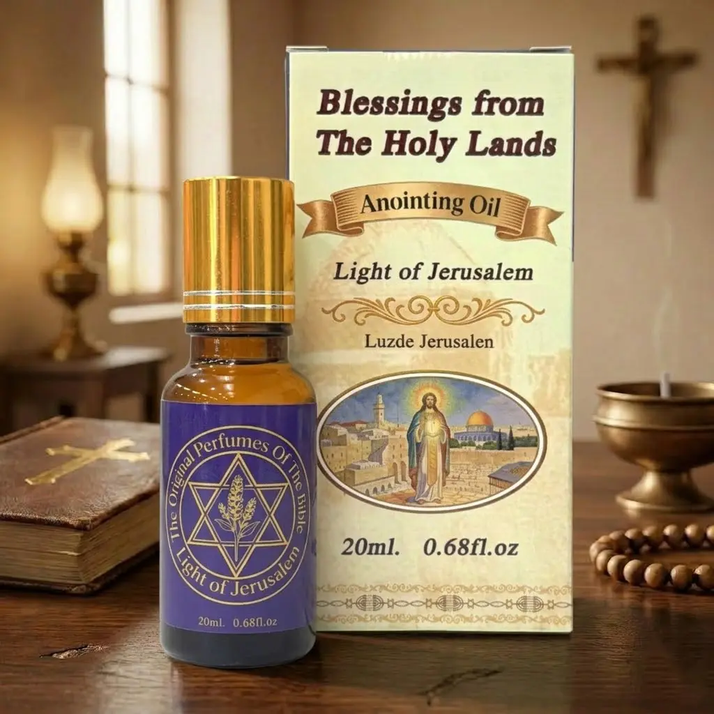 Holy Lands Blessings Anointing Biblical Perfume Essence - 20ml(0.68fl oz) Light of Jerusalem Natural Fragrance Oils, Woody Non-Aerosol Soothing Extra Virgin Olive Oil Spiritual Gift for Healing
