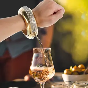 Bracelet Flask for Women 304 Stainless Steel Bangle Flask 3.5 oz Creative Decorative Bracelet Flask with Rhinestone Lid Party Flask Gift for Women Girls Birthday Party Drinkware Hip Flask Jewelry