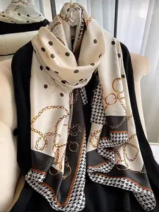 Luxury Brand Women Scarf, Summer Silk Shawl, Paisley Pattern, Loose-Fitting, Casual Style, All Seasons, Soft Echarpe, Beach Stole, Muffler
