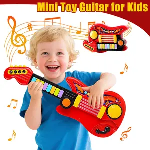 Kids Guitar-Piano 2-in-1 Musical Instrument, Toddler Guitar for 1 2 3 4 5 Year Old Boys Girls, Adjustable Educational Toy, Multifunctional with 8 Songs & Sound Effects & Light for Birthdays Gift