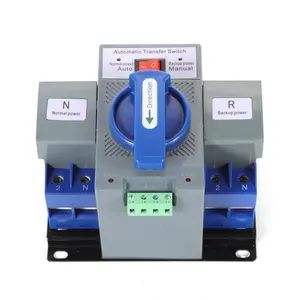 110V Dual Power Automatic Transfer Switch Dual Power Generator Changeover Switch 50HZ/60HZ (2P 63A Blue) Inverter