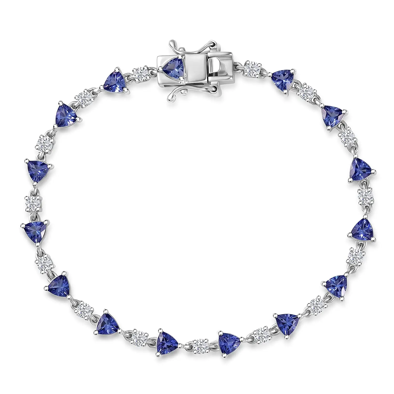 D'Joy Tanzanite, Moissanite Bracelet in Rhodium Over Sterling Silver (6.50 In) 4.50 ctw