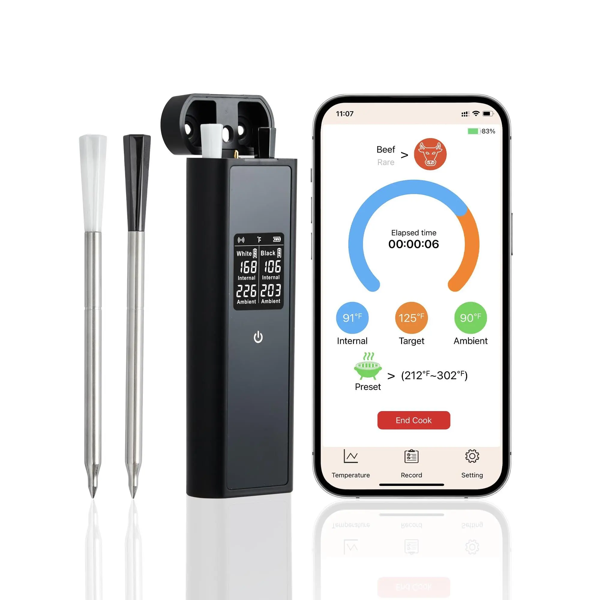 GAOMON Wireless Meat Thermometer with 2 Probes for Grilling and Smoking, Bluetooth Temperature Digital for Grilling and Smoking, 820ft+ Range for Cooking, Grill, BBQ, Smoker, Oven