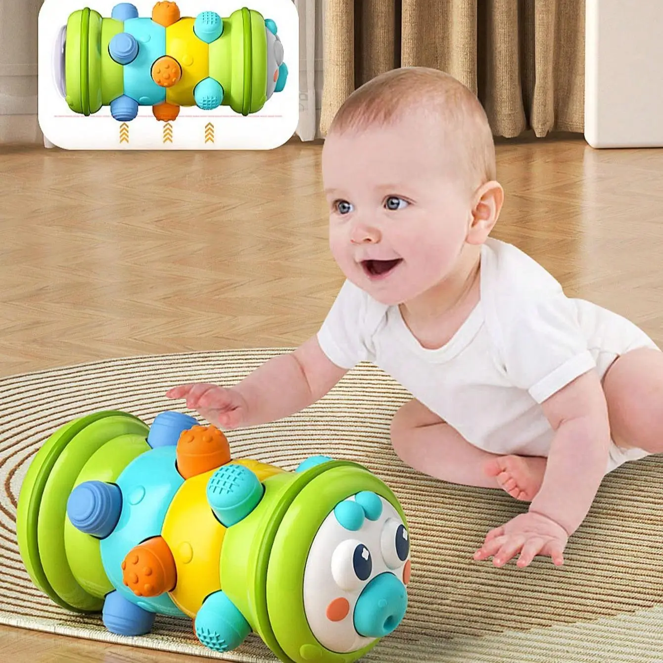 Cute Caterpillar Design Baby Toy, Early Education & Smart Toy, Finger Grasping Crawling Training Toy for Infant