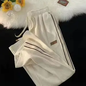 Trendy Corduroy Men's Pants Loose-fit Casual Style American Vintage Fleece-lined Sweatpants Autumn Season