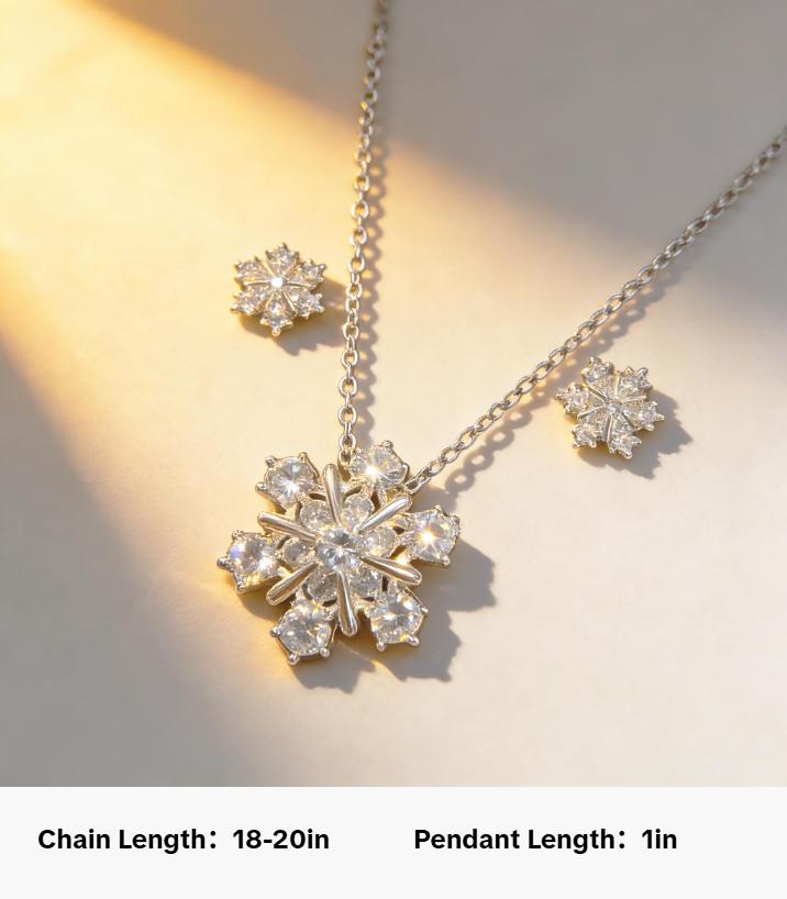 Two-piece Pendant Necklace Set for Women, Premium Stainless Steel with White Gold Finish, Includes Earrings, 18–20" Adjustable Chain, Hypoallergenic & Tarnish-Free, Gift Box Included