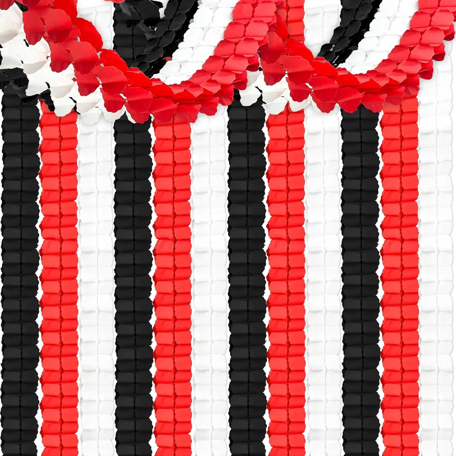 12 count Black White Red Party Decorations,  Black White and Red Paper Streamers Garland for Graduation Birthday  Shower Wedding  Night Christmas   Eve Party Backdrop Decor