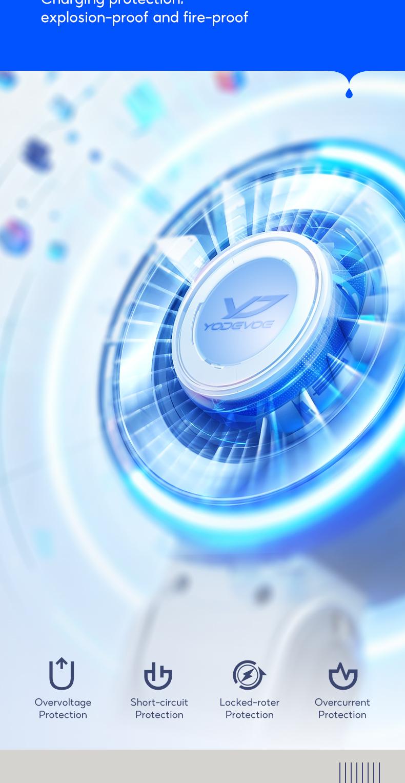 Yodevoe portable handheld turbine fan, 100 wind speed settings, USB rechargeable mini fan, with adjustable lanyard, suitable for outdoor travel, a gift for both men and women.