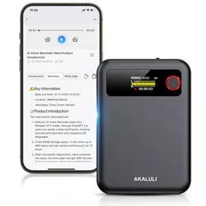 AKALULI AI Voice Recorder with Display App-Controlled ChatGPT-Powered 104-Language Transcription Summarization Dual-Mode Recording 64GB Portable One-Touch Playback Lightweight Durable Long Battery Life Audio voice changer device