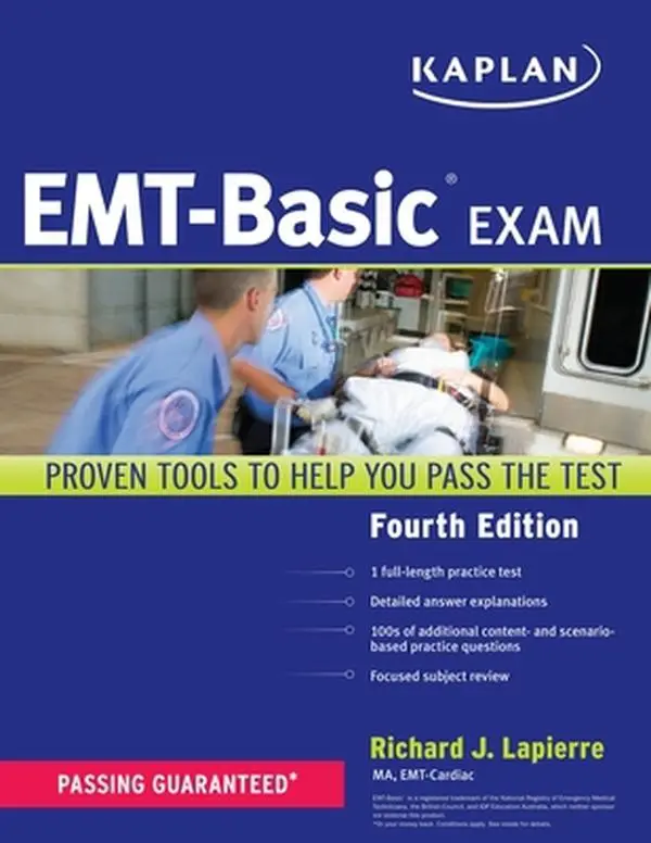 Used Good Kaplan EMT-Basic Exam Practice & Preparation Guide (246pp, Softcover, English) by Richard Lapierre, Kaplan Publ. - Detailed Answer Explanations, Full-Length Practice Test