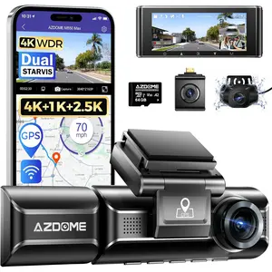 AZDOME M550 Max 4K 3 Channel Dash Cam, Dual STARVIS Sensors, 4K+2.5K+1080P Front and Rear Inside Triple Car Camera, Built-in WiFi GPS, 64GB Card Included, IR Night Vision, WDR, 24H Parking Mode