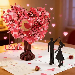 Pop Up Anniversary Card, 3D Valentine's Day Anniversary Card with Love Tree & Hearts - Wedding Card for Wife, Husband, or Couple| Romantic Gift for Anniversary, Valentine's, Birthday (6x8 inch)