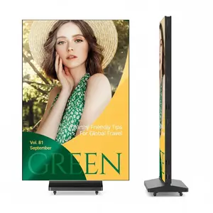 90 inch LED Digital Signage, P1.86 Tri-Fold Dual-Sided Foldable LED Poster Screen with Flight Case, GOB Commercial Advertising Display Screen Kiosk, WiFi/USB/HDMI, for Store, Rentals