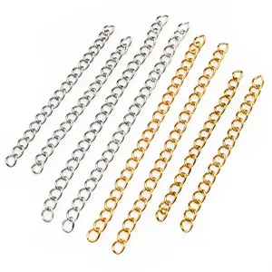 50pcs 4x3mm 50/70mm Length Stainless Steel Bulk Necklace Extension Chain Tail Extender Bracelet Chains For DIY Jewelry Making