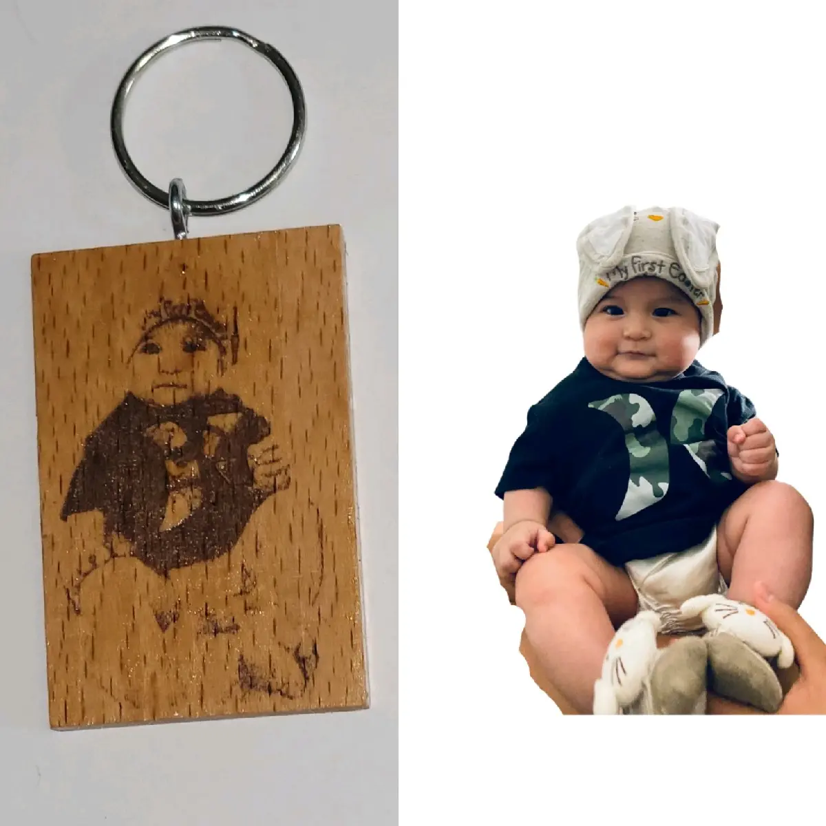 Personalized Portrait Wooden Keychains - Engraved with Your Favorite Picture(s)